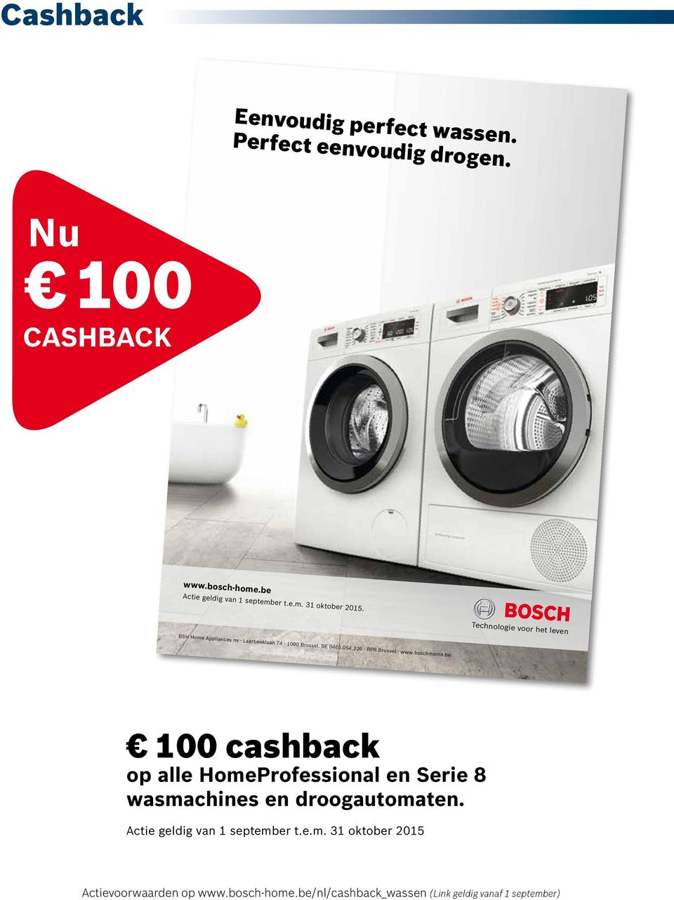 054.226 - RPR Brussel - 100 cashback op alle HomeProfessional en Serie 8 wasmachines en