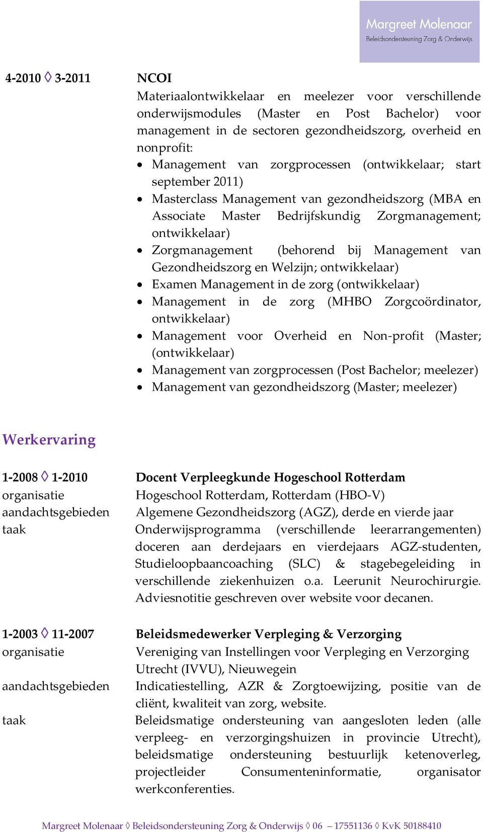 Management van Gezondheidszorg en Welzijn; ontwikkelaar) Examen Management in de zorg (ontwikkelaar) Management in de zorg (MHBO Zorgcoördinator, ontwikkelaar) Management voor Overheid en Non-profit