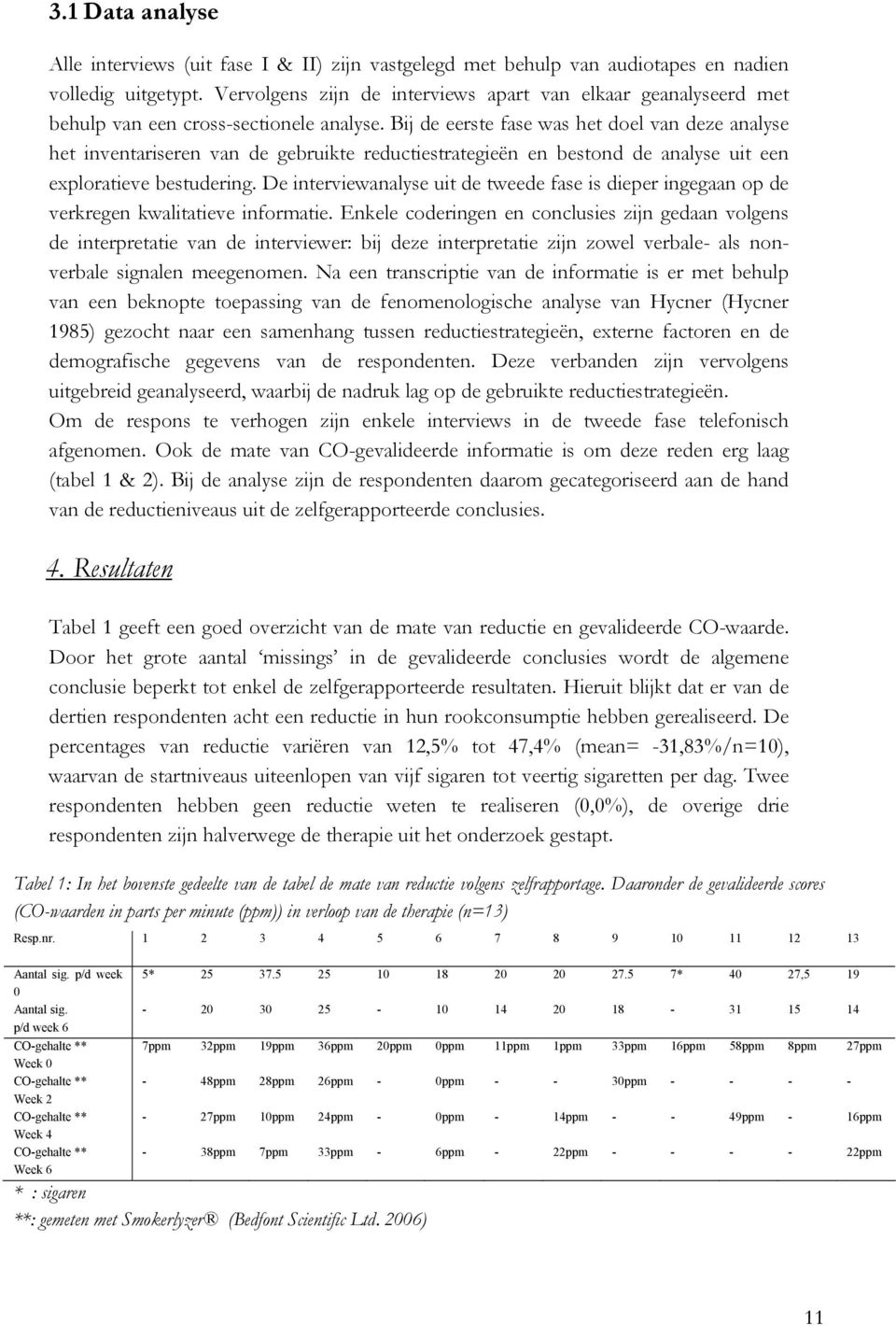 Bij de eerste fase was het doel van deze analyse het inventariseren van de gebruikte reductiestrategieën en bestond de analyse uit een exploratieve bestudering.