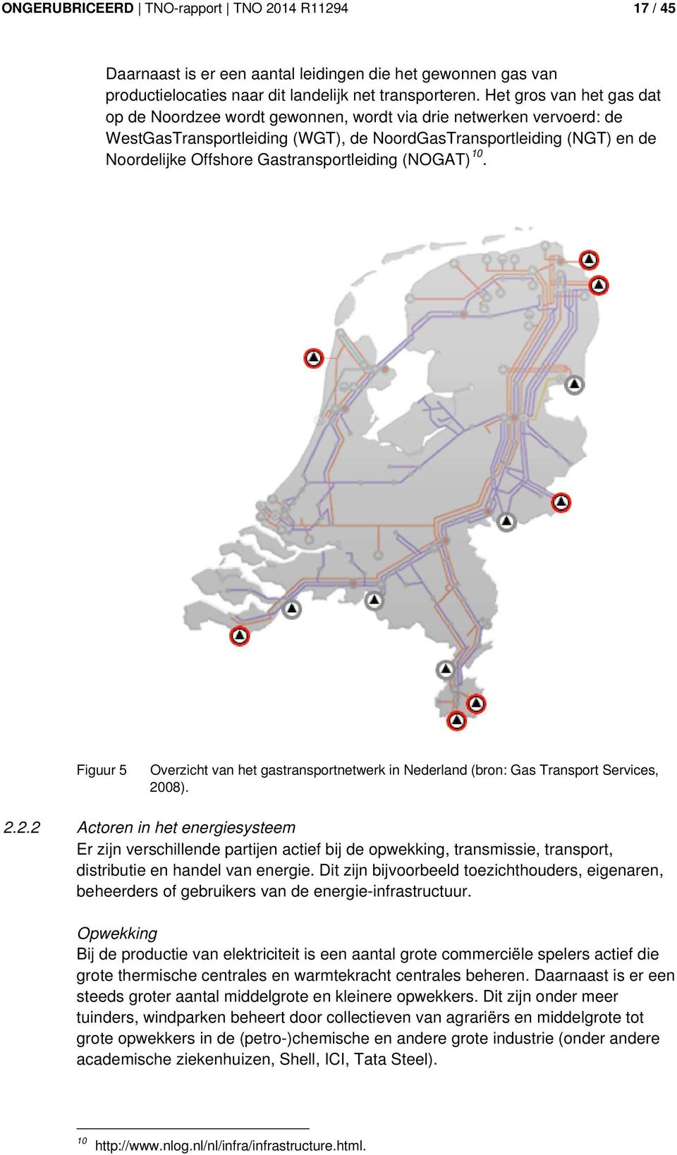 Gastransportleiding (NOGAT) 10. Figuur 5 Overzicht van het gastransportnetwerk in Nederland (bron: Gas Transport Services, 20