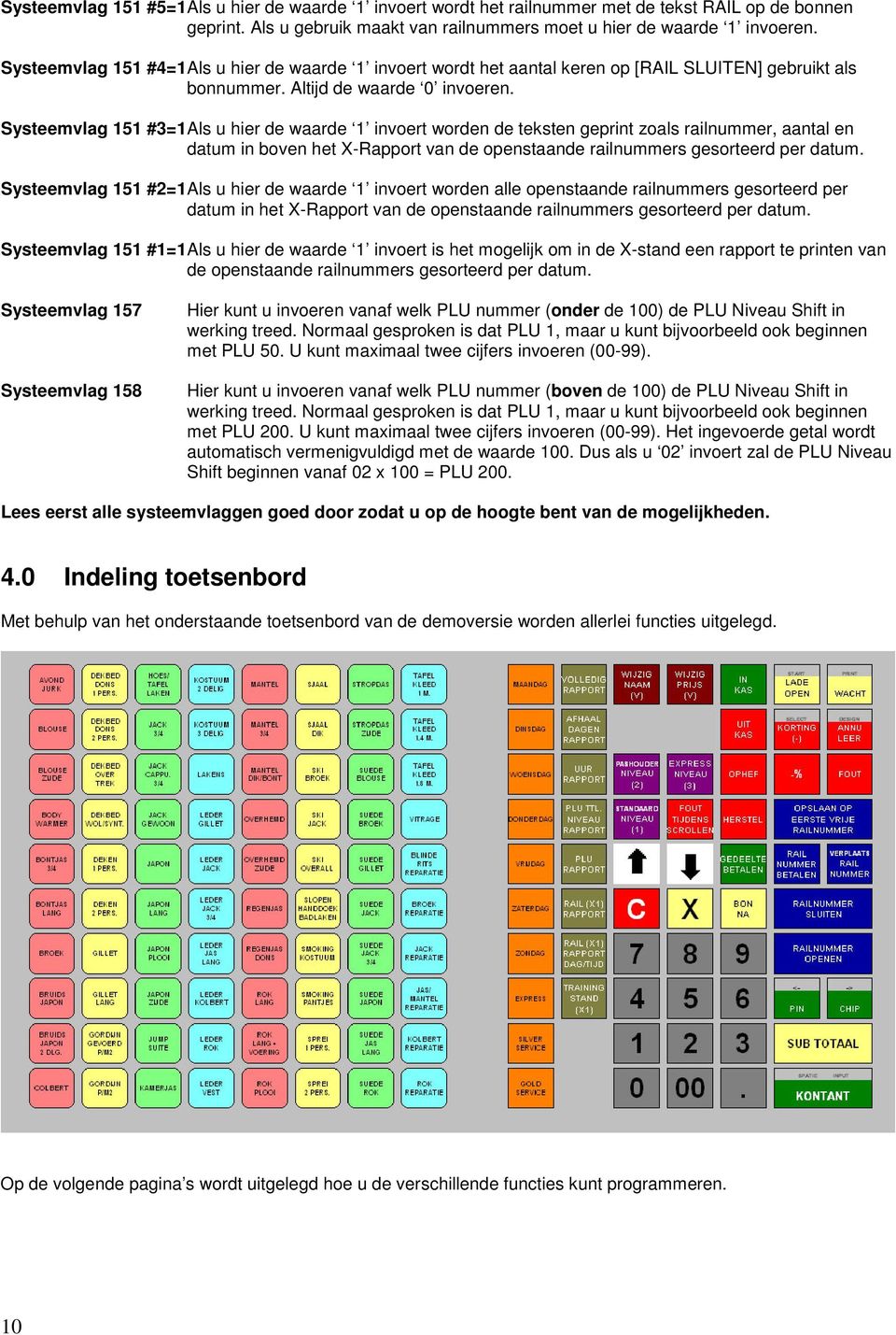 Systeemvlag 151 #3=1 Als u hier de waarde 1 invoert worden de teksten geprint zoals railnummer, aantal en datum in boven het X-Rapport van de openstaande railnummers gesorteerd per datum.