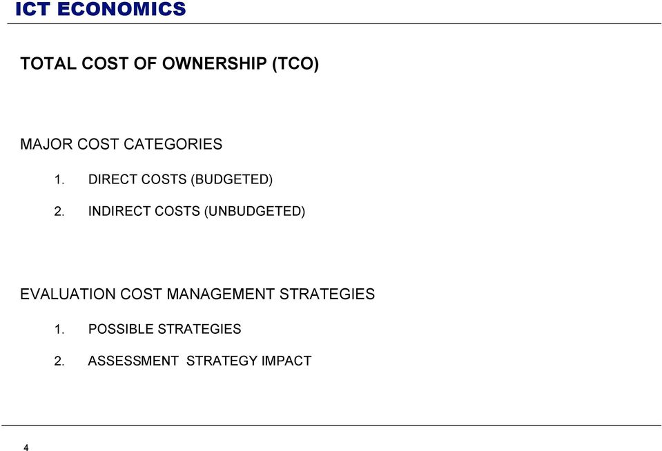 INDIRECT COSTS (UNBUDGETED) EVALUATION COST