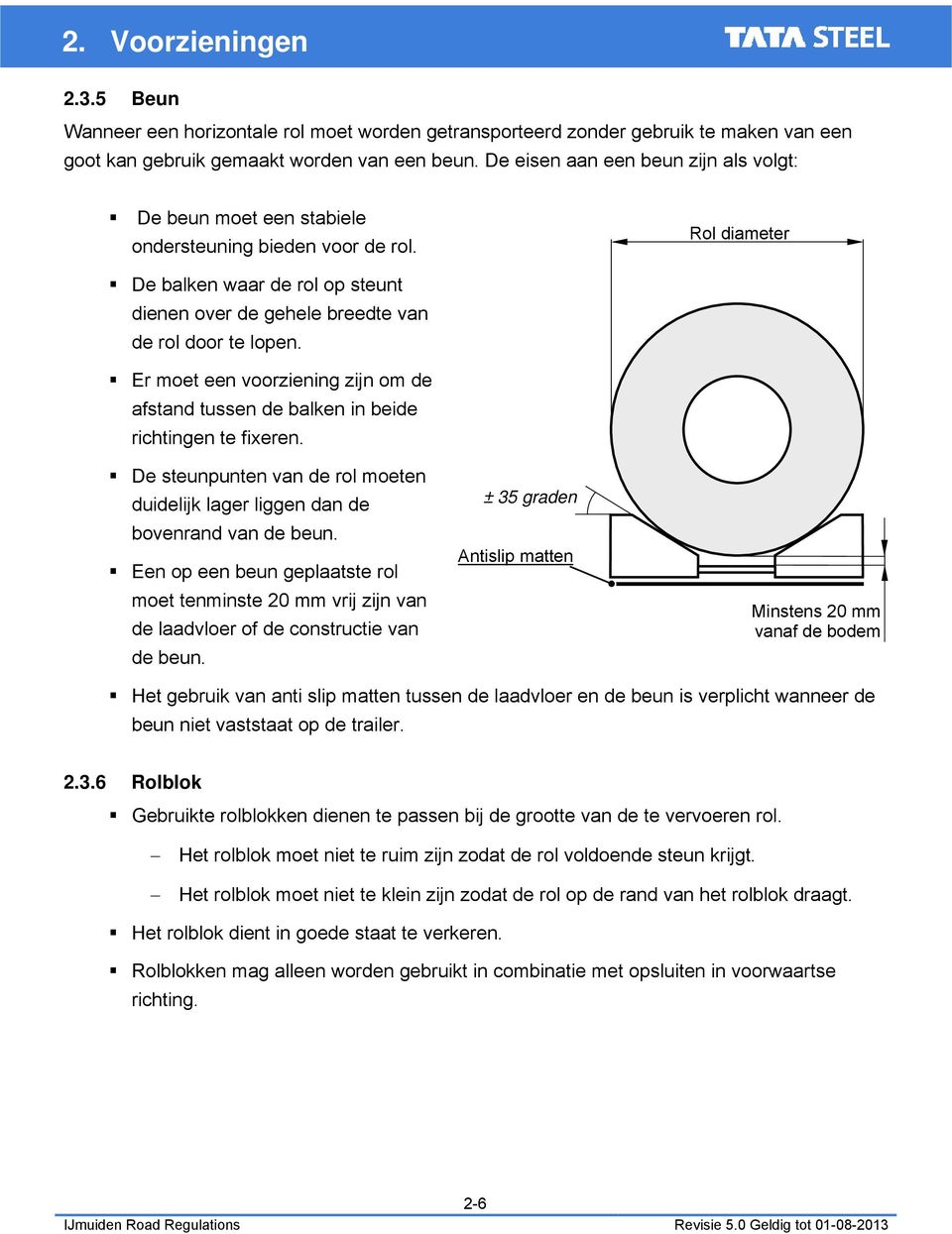 Er moet een voorziening zijn om de afstand tussen de balken in beide richtingen te fixeren. De steunpunten van de rol moeten duidelijk lager liggen dan de bovenrand van de beun.