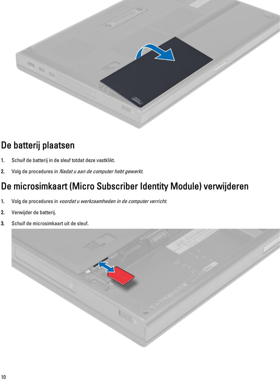 De microsimkaart (Micro Subscriber Identity Module) verwijderen 1.