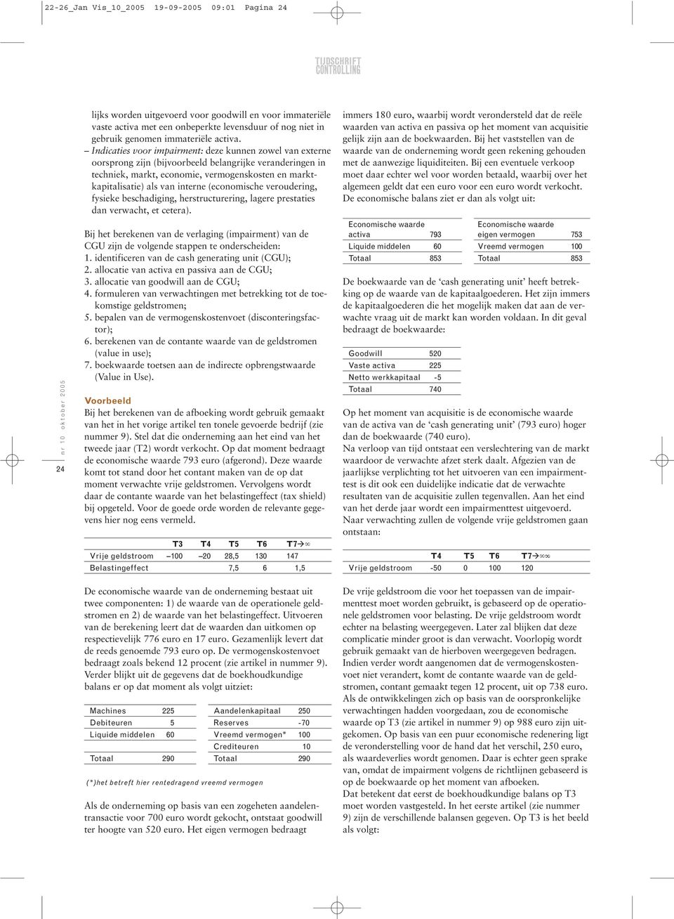 Indicaties voor impairment: deze kunnen zowel van externe oorsprong zijn (bijvoorbeeld belangrijke veranderingen in techniek, markt, economie, vermogenskosten en marktkapitalisatie) als van interne