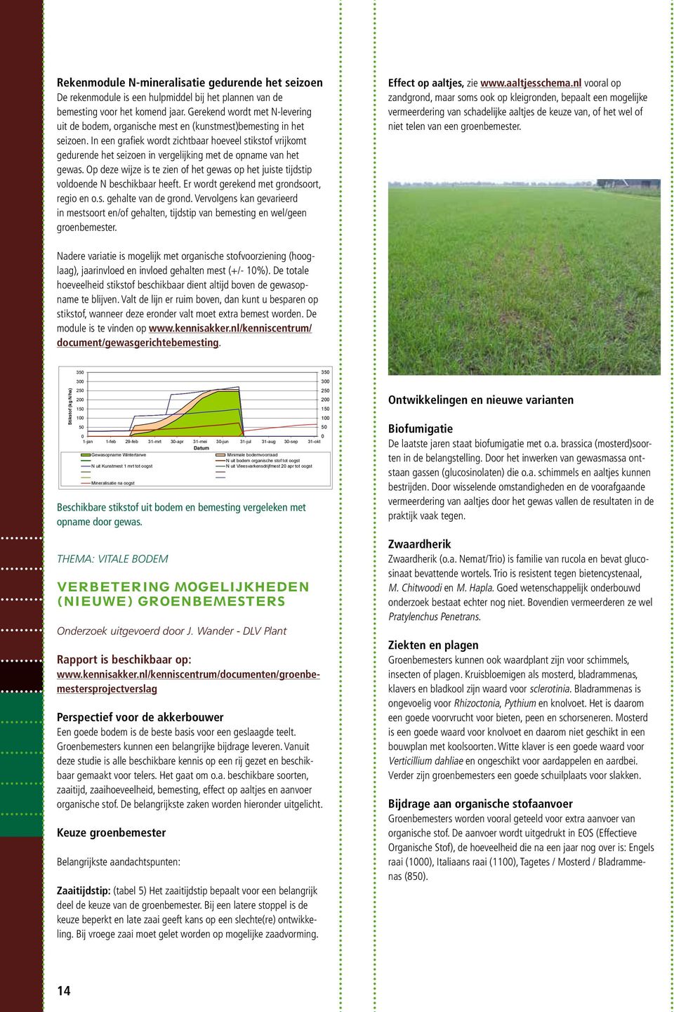 In een grafiek wordt zichtbaar hoeveel stikstof vrijkomt gedurende het seizoen in vergelijking met de opname van het gewas.