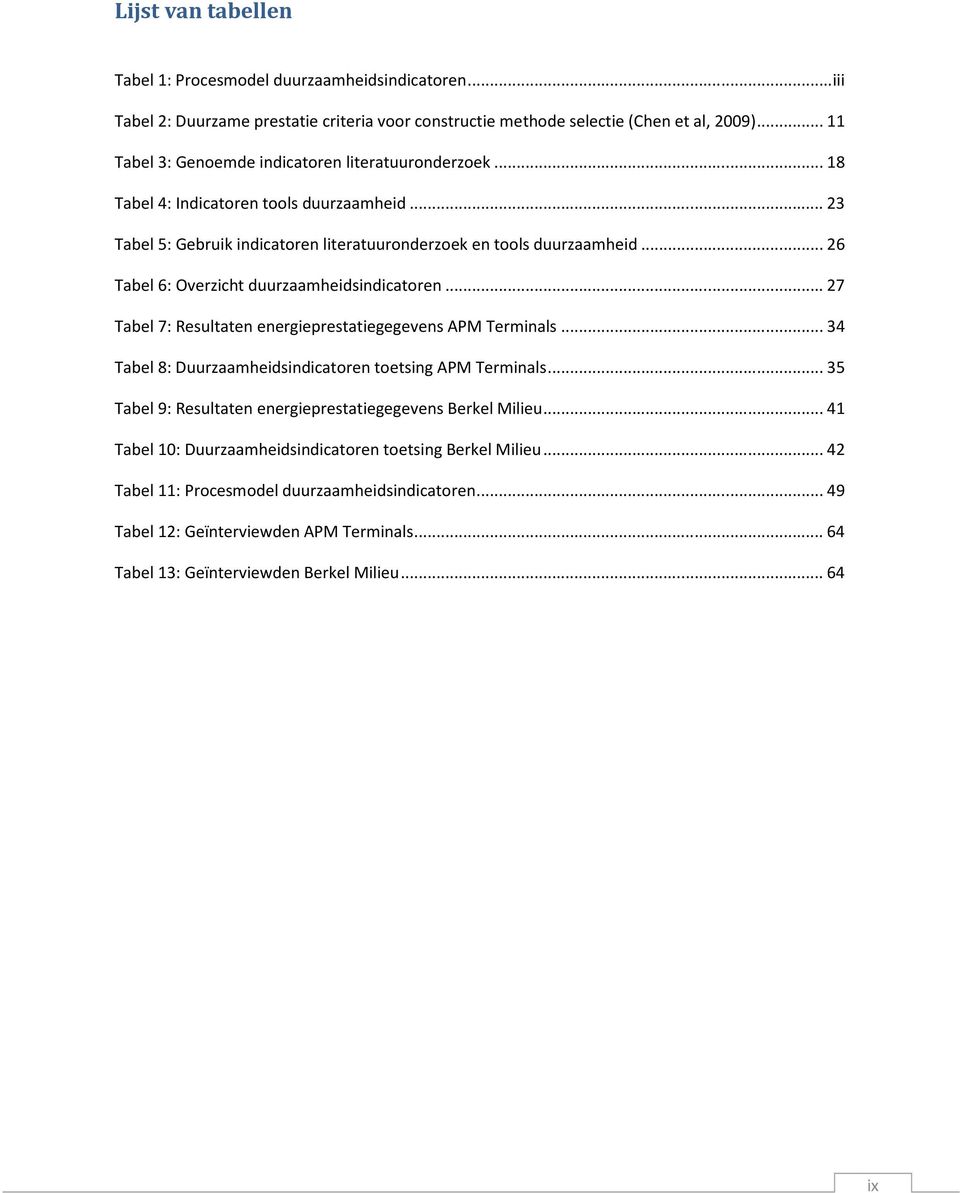 .. 26 Tabel 6: Overzicht duurzaamheidsindicatoren... 27 Tabel 7: Resultaten energieprestatiegegevens APM Terminals... 34 Tabel 8: Duurzaamheidsindicatoren toetsing APM Terminals.