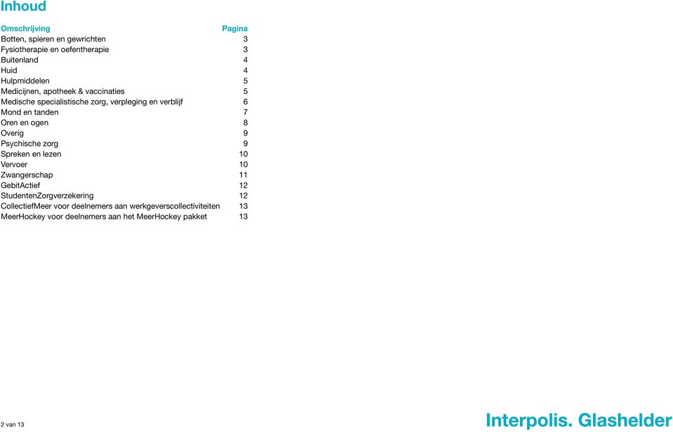 8 Overig 9 Psychische zorg 9 Spreken en lezen 10 Vervoer 10 Zwangerschap 11 GebitActief 12 StudentenZorgverzekering 12