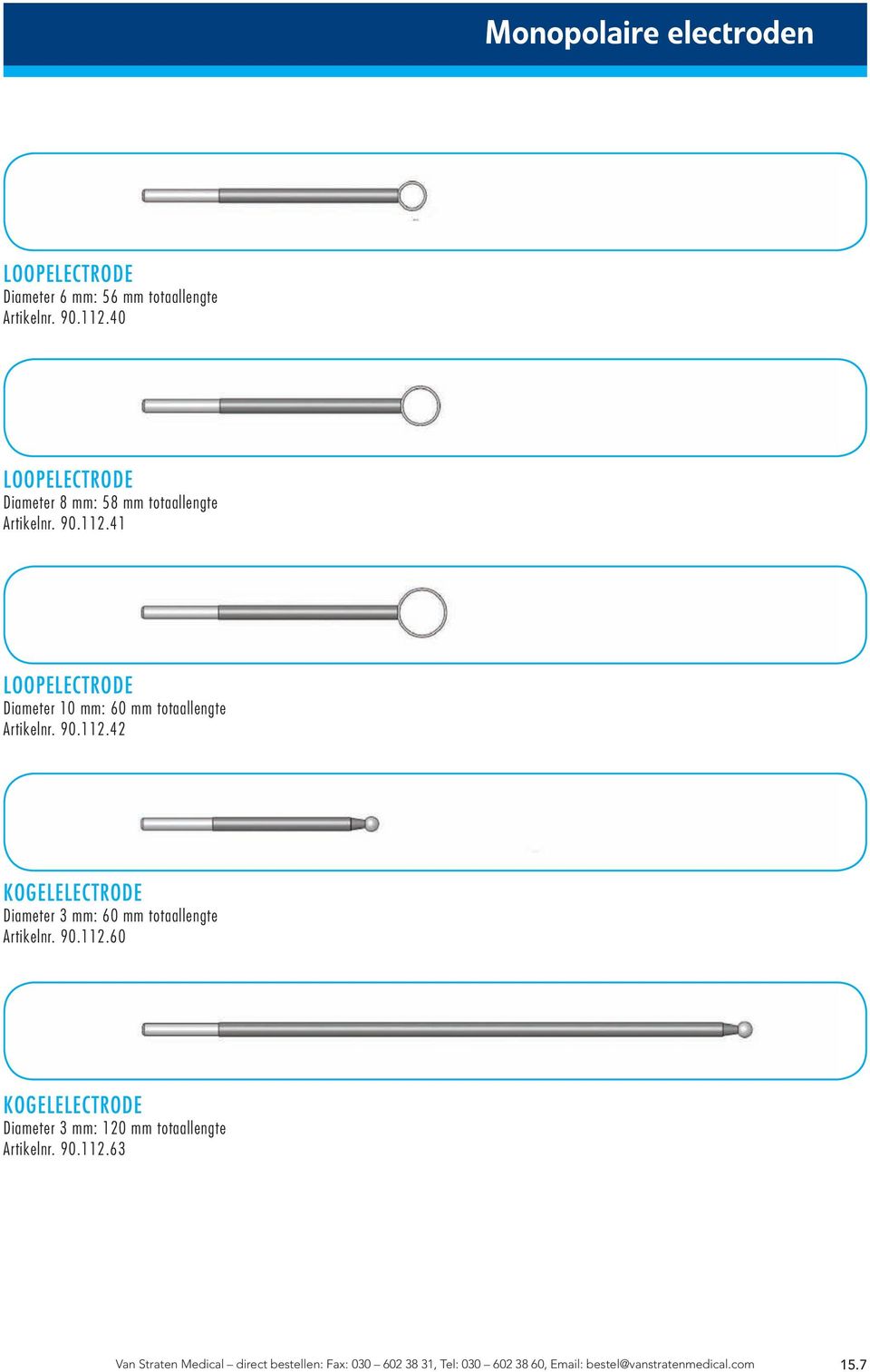 41 LOOpELECTROdE Diameter 10 mm: 60 mm totaallengte Artikelnr. 90.112.