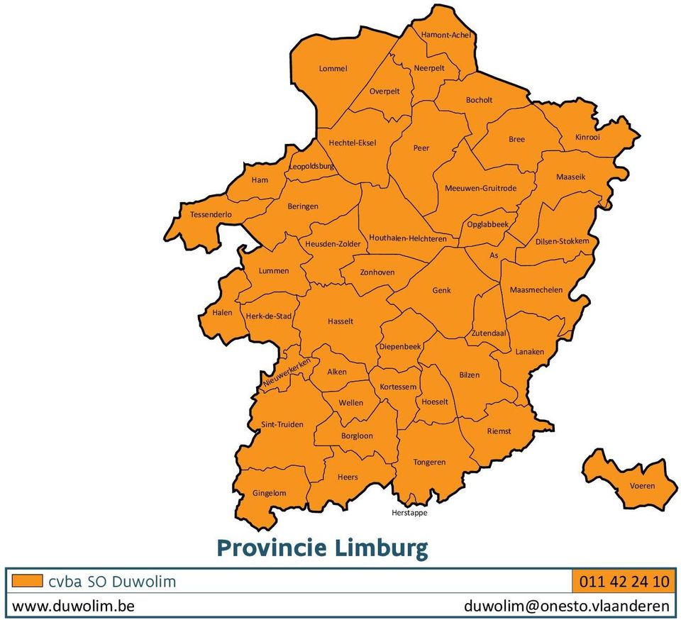 Herk-de-Stad Nieuwerkerken Hasselt Alken Diepenbeek Kortessem Bilzen Zutendaal Lanaken Wellen Hoeselt Sint-Truiden Borgloon