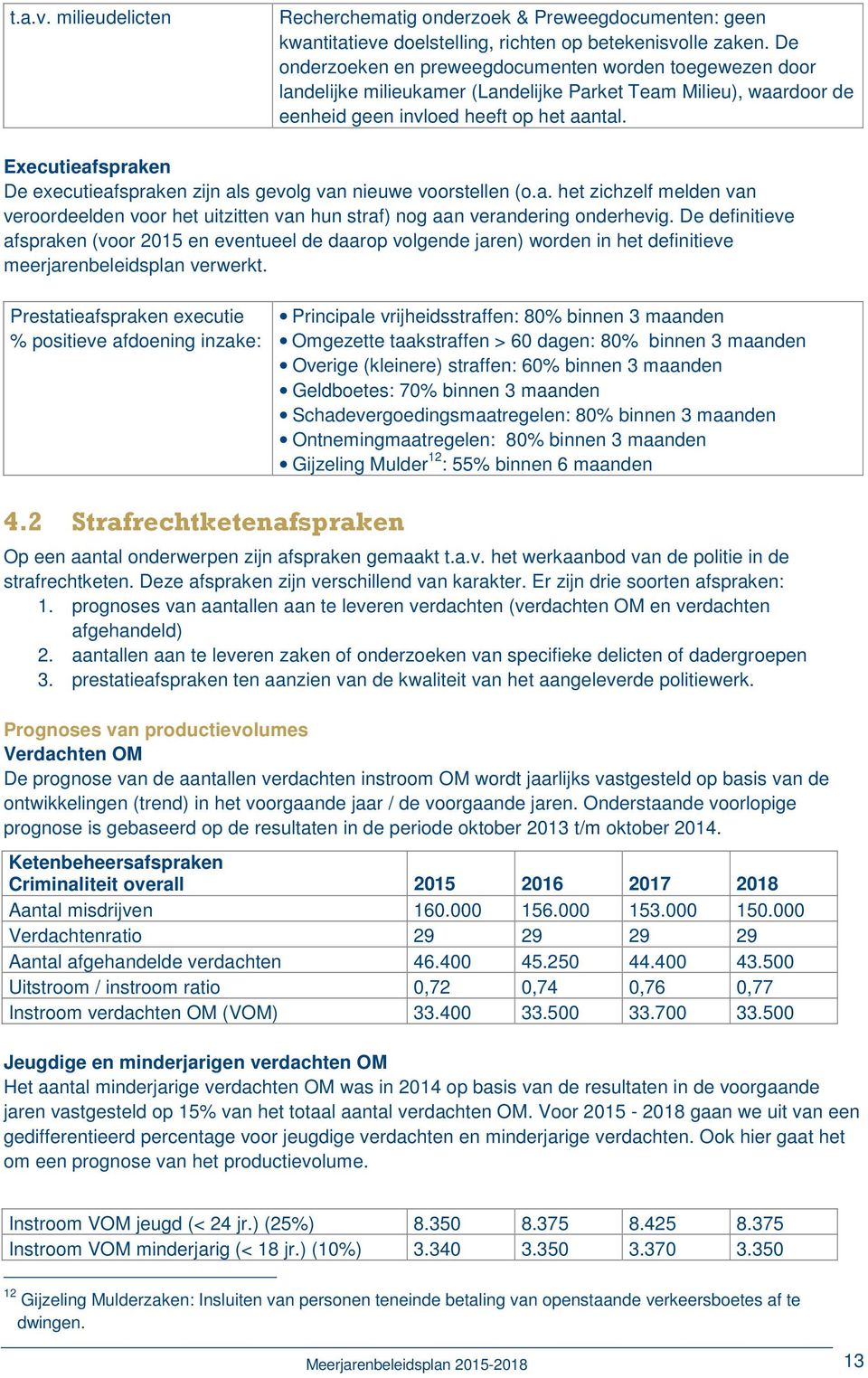 Executieafspraken De executieafspraken zijn als gevolg van nieuwe voorstellen (o.a. het zichzelf melden van veroordeelden voor het uitzitten van hun straf) nog aan verandering onderhevig.