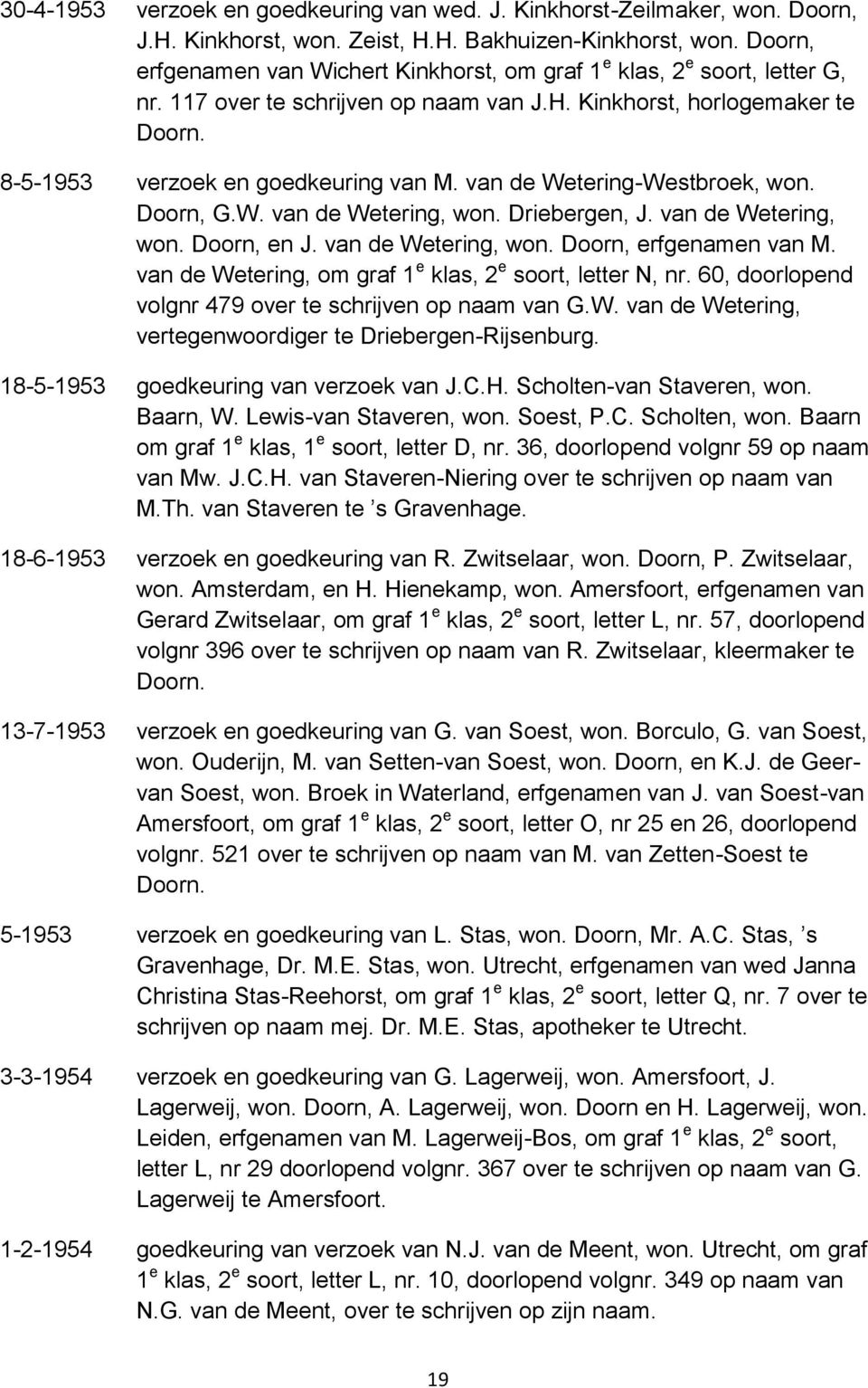 van de Wetering-Westbroek, won. Doorn, G.W. van de Wetering, won. Driebergen, J. van de Wetering, won. Doorn, en J. van de Wetering, won. Doorn, erfgenamen van M.