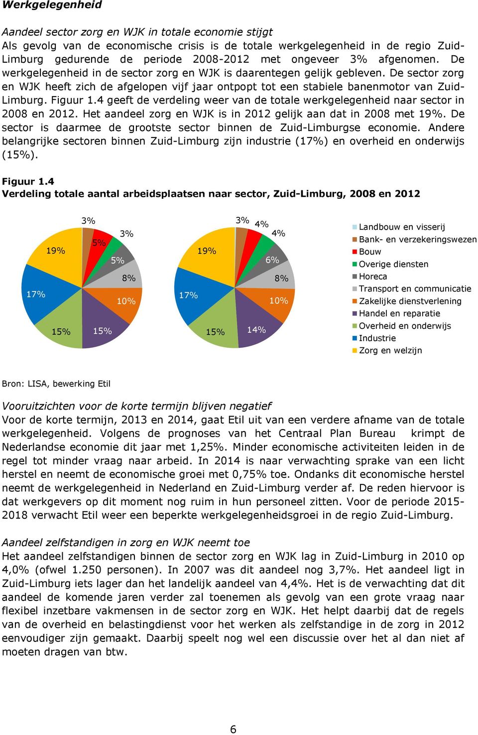 De sector zorg en WJK heeft zich de afgelopen vijf jaar ontpopt tot een stabiele banenmotor van Zuid- Limburg. Figuur 1.