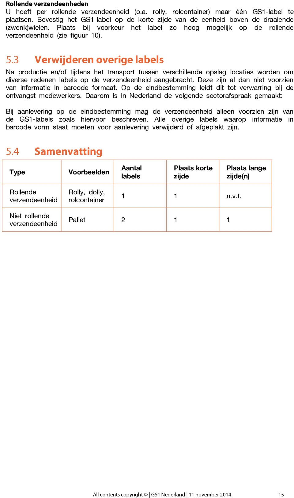 3 Verwijderen overige labels Na productie en/of tijdens het transport tussen verschillende opslag locaties worden om diverse redenen labels op de verzendeenheid aangebracht.