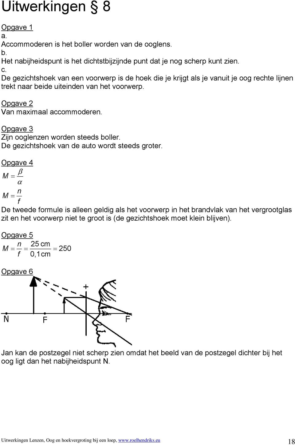 Opgave 3 Zijn ooglenzen worden steeds boller. De gezichtshoek van de auto wordt steeds groter.