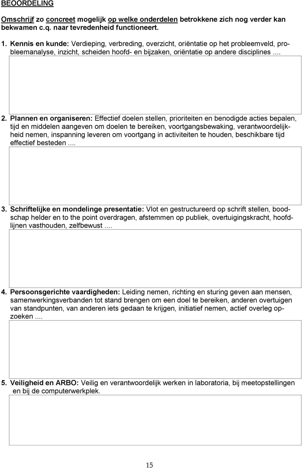 Plannen en organiseren: Effectief doelen stellen, prioriteiten en benodigde acties bepalen, tijd en middelen aangeven om doelen te bereiken, voortgangsbewaking, verantwoordelijkheid nemen, inspanning