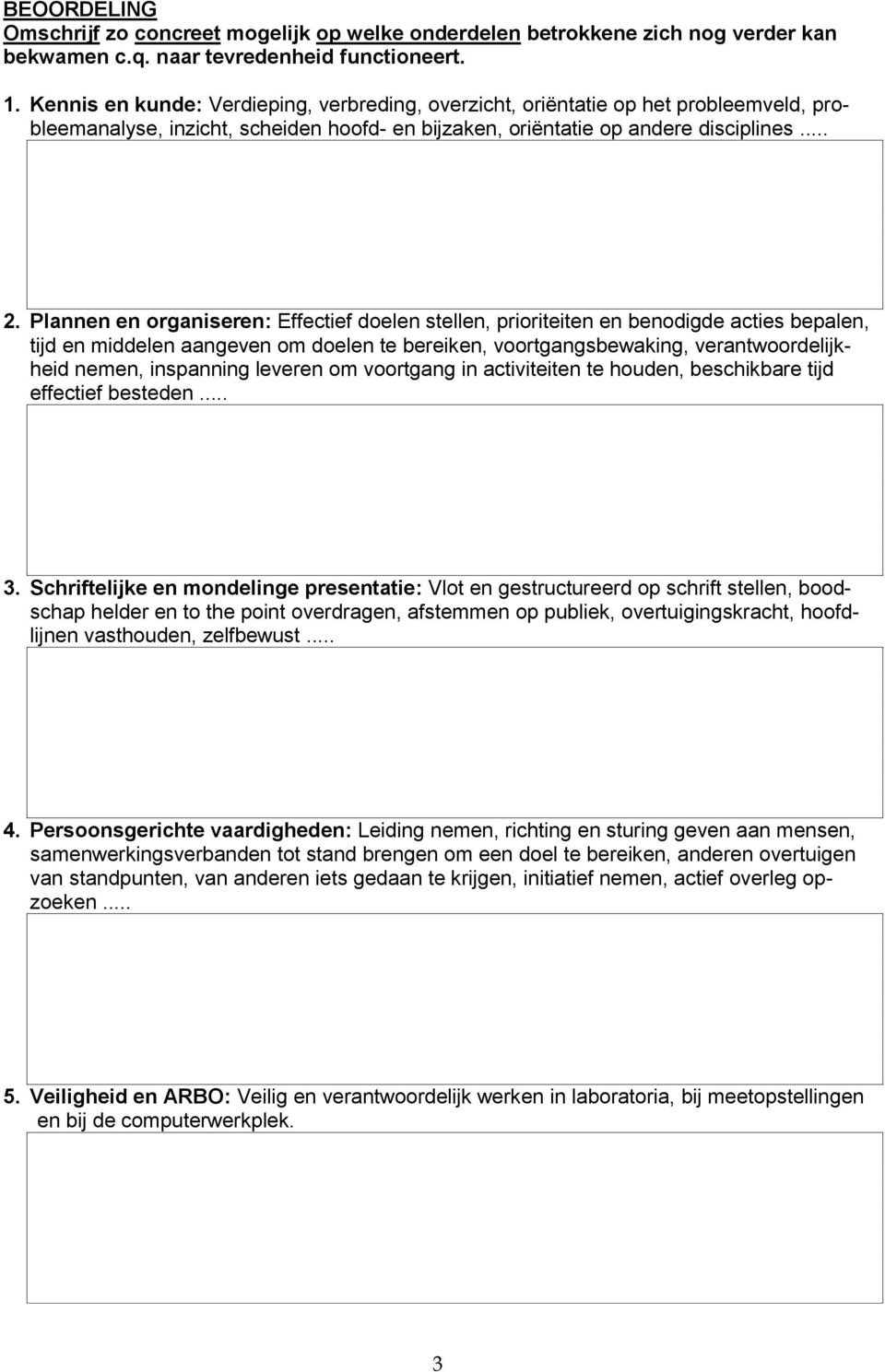 Plannen en organiseren: Effectief doelen stellen, prioriteiten en benodigde acties bepalen, tijd en middelen aangeven om doelen te bereiken, voortgangsbewaking, verantwoordelijkheid nemen, inspanning