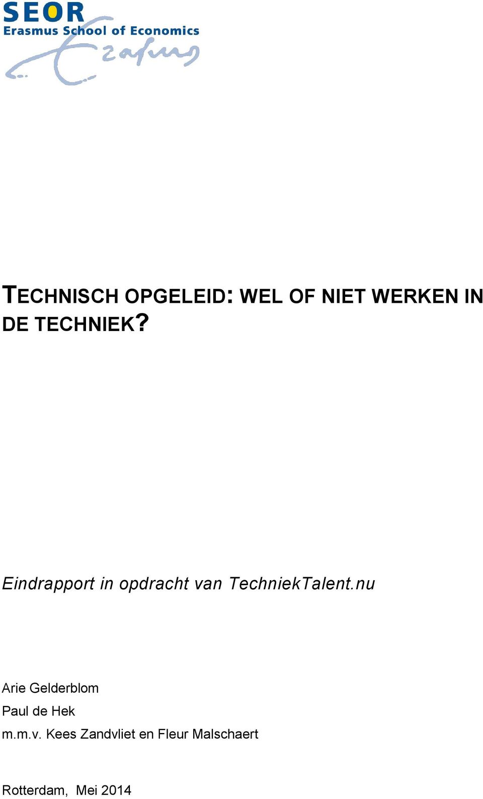 Eindrapport in opdracht van TechniekTalent.