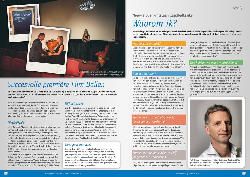 Succesvolle première Film Ballen Ruim 120 mensen beleefden de première van de film Ballen op 9 november in het Louis Hartlooper Complex in Utrecht.