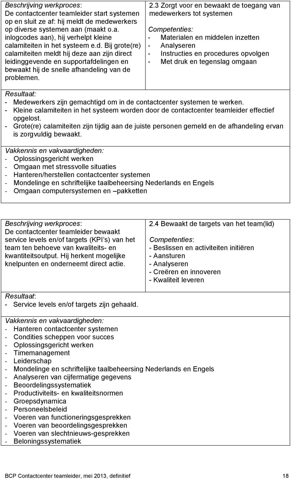 gemachtigd om in de contactcenter systemen te werken. - Kleine calamiteiten in het systeem worden door de contactcenter teamleider effectief opgelost.