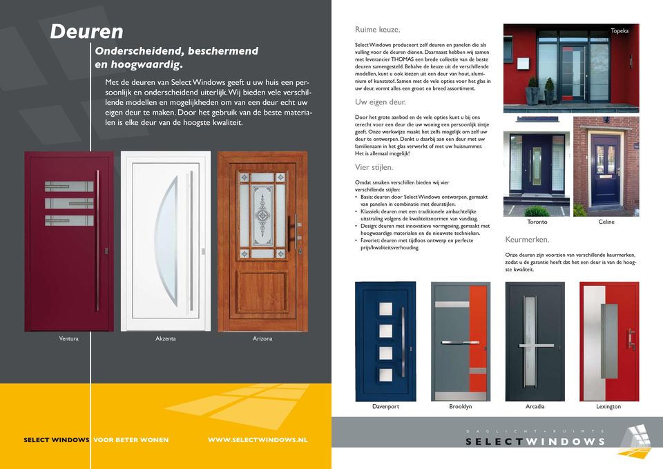 Select Windows produceert zelf deuren en panelen die als vulling voor de deuren dienen. Daarnaast hebben wij samen met leverancier THOMAS een brede collectie van de beste deuren samengesteld.