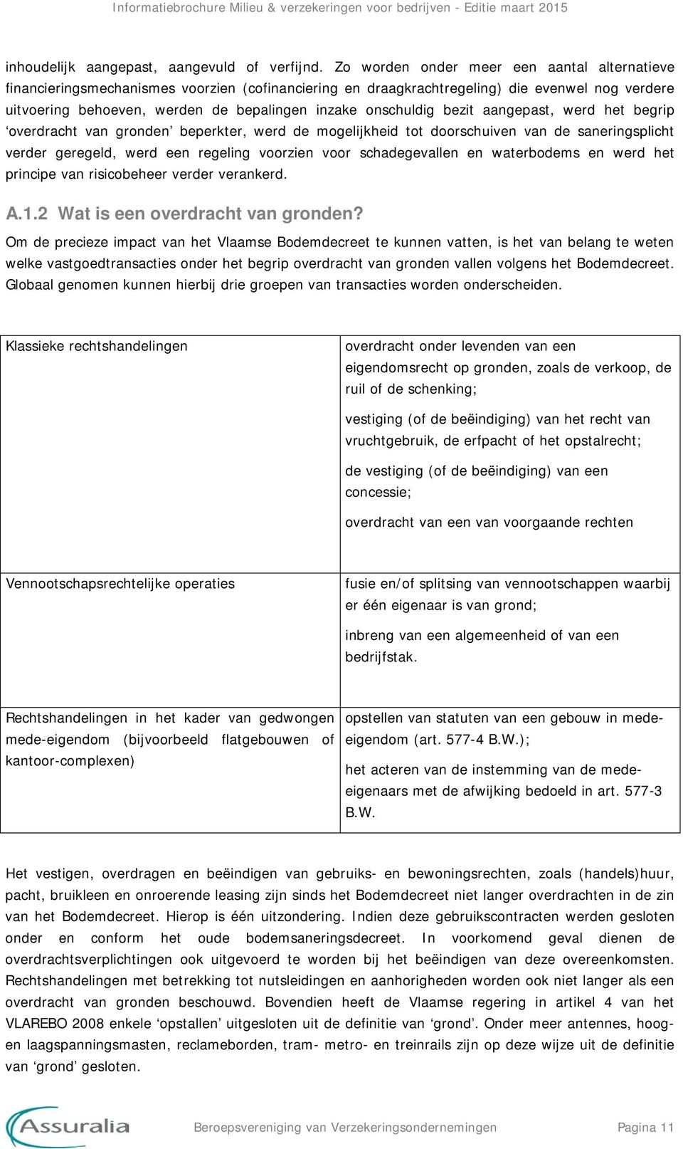 onschuldig bezit aangepast, werd het begrip overdracht van gronden beperkter, werd de mogelijkheid tot doorschuiven van de saneringsplicht verder geregeld, werd een regeling voorzien voor