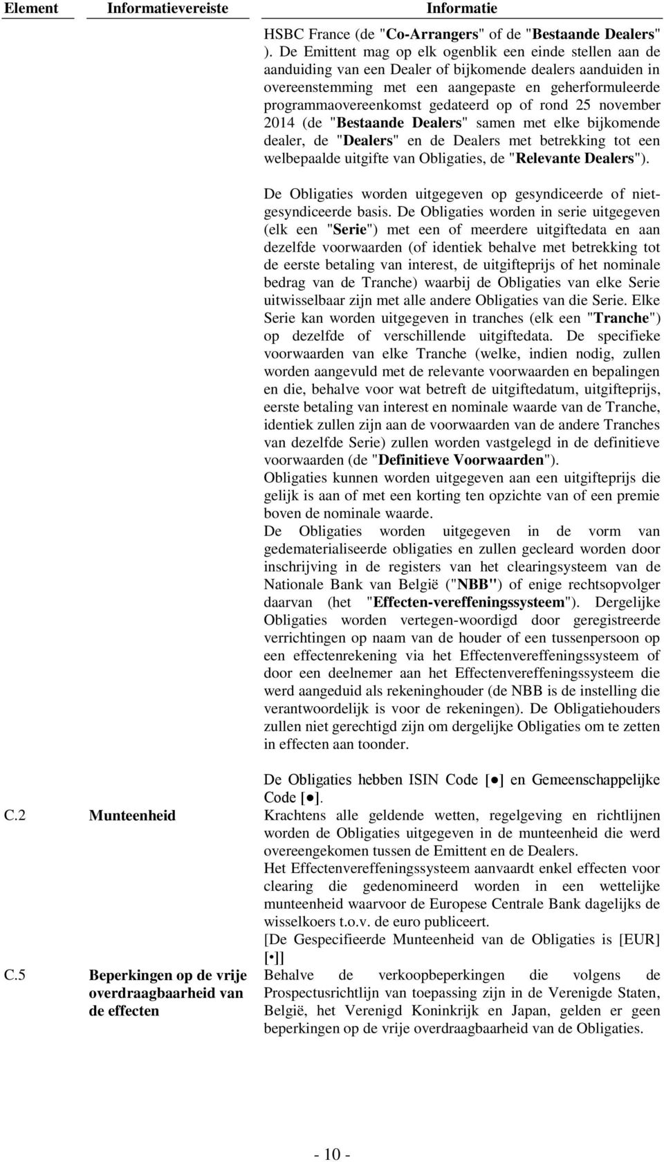 gedateerd op of rond 25 november 2014 (de "Bestaande Dealers" samen met elke bijkomende dealer, de "Dealers" en de Dealers met betrekking tot een welbepaalde uitgifte van Obligaties, de "Relevante