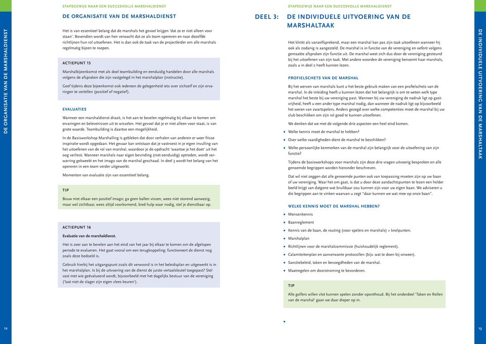 ACTIEPUNT 15 Marshalbijeenkomst met als doel teambuilding en eenduidig handelen door alle marshals volgens de afspraken die zijn vastgelegd in het marshalplan (instructie).