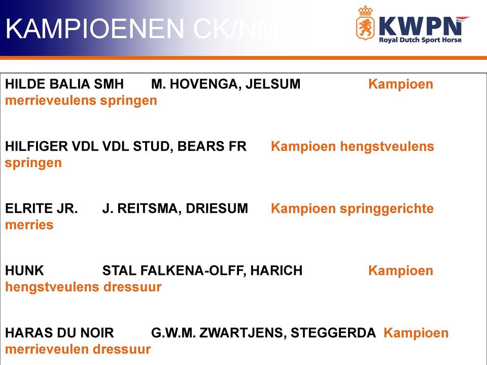 Kampioen hengstveulens ELRITE JR