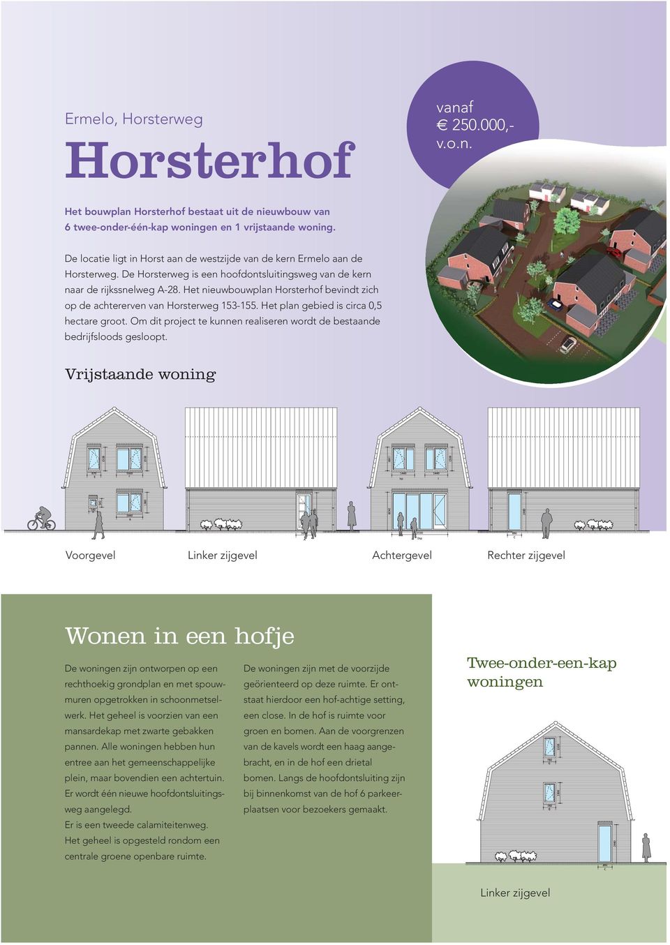 Het nieuwbouwplan Horsterhof bevindt zich op de achtererven van Horsterweg 153-155. Het plan gebied is circa 0,5 hectare groot.