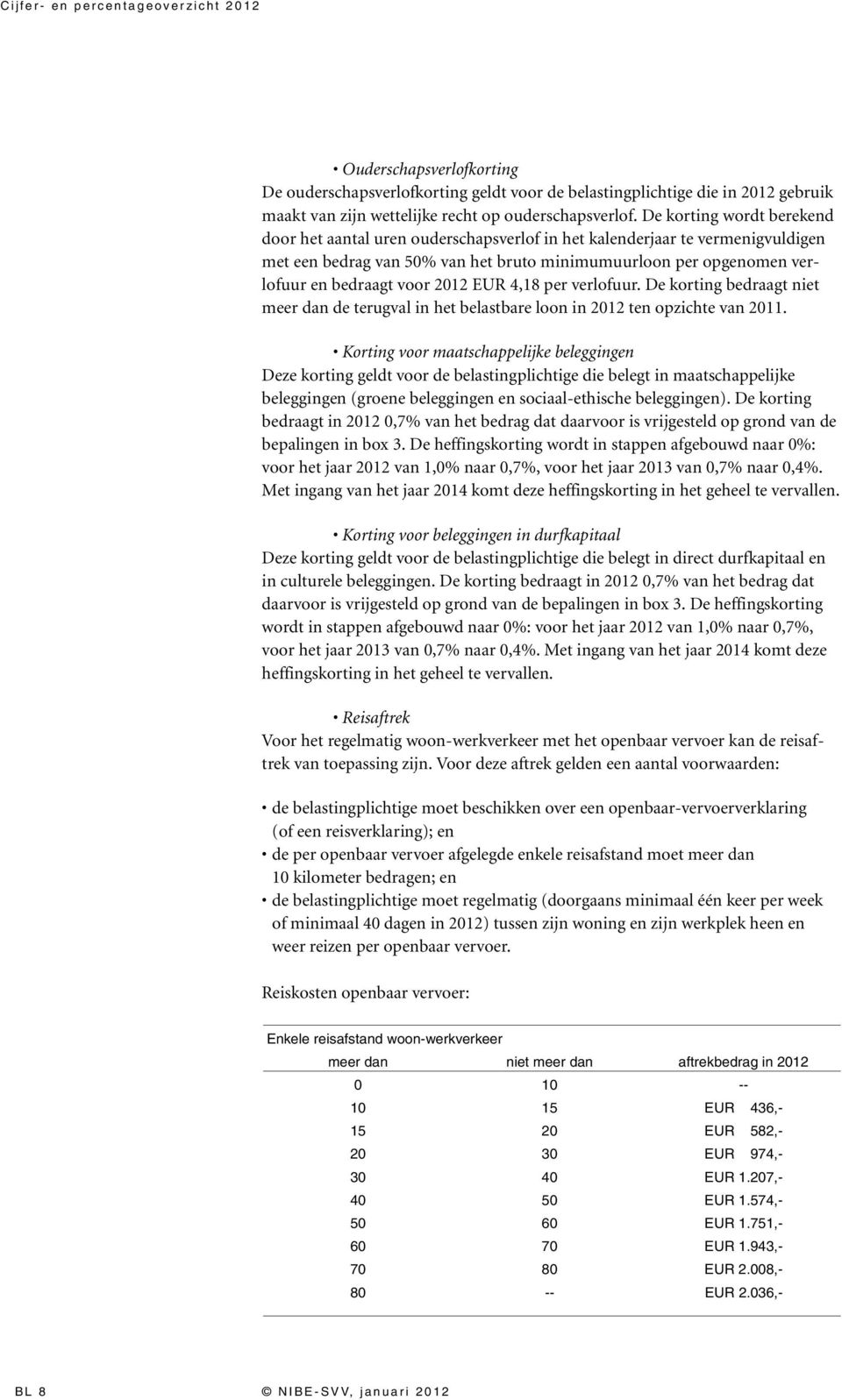 2012 EUR 4,18 per verlofuur. De korting bedraagt niet meer dan de terugval in het belastbare loon in 2012 ten opzichte van 2011.