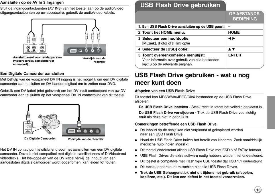 Een Digitale Camcorder aansluiten Met behulp van de voorpaneel DV IN ingang is het mogelijk om een DV digitale camcorder aan te sluiten en DV banden digitaal om te zetten naar DVD.