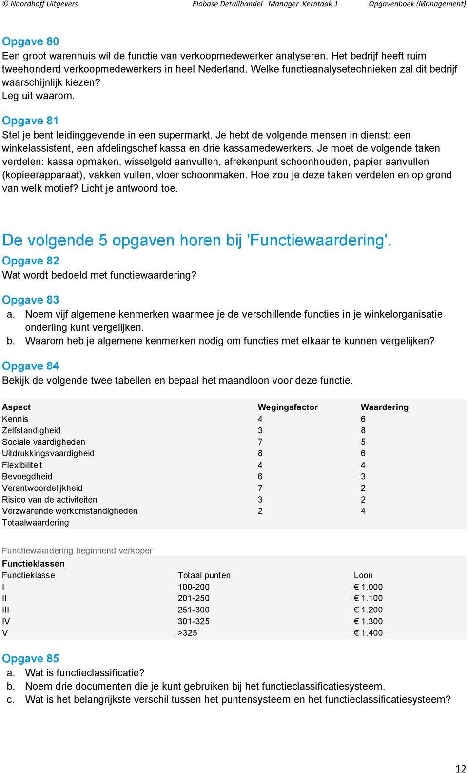 Je hebt de volgende mensen in dienst: een winkelassistent, een afdelingschef kassa en drie kassamedewerkers.