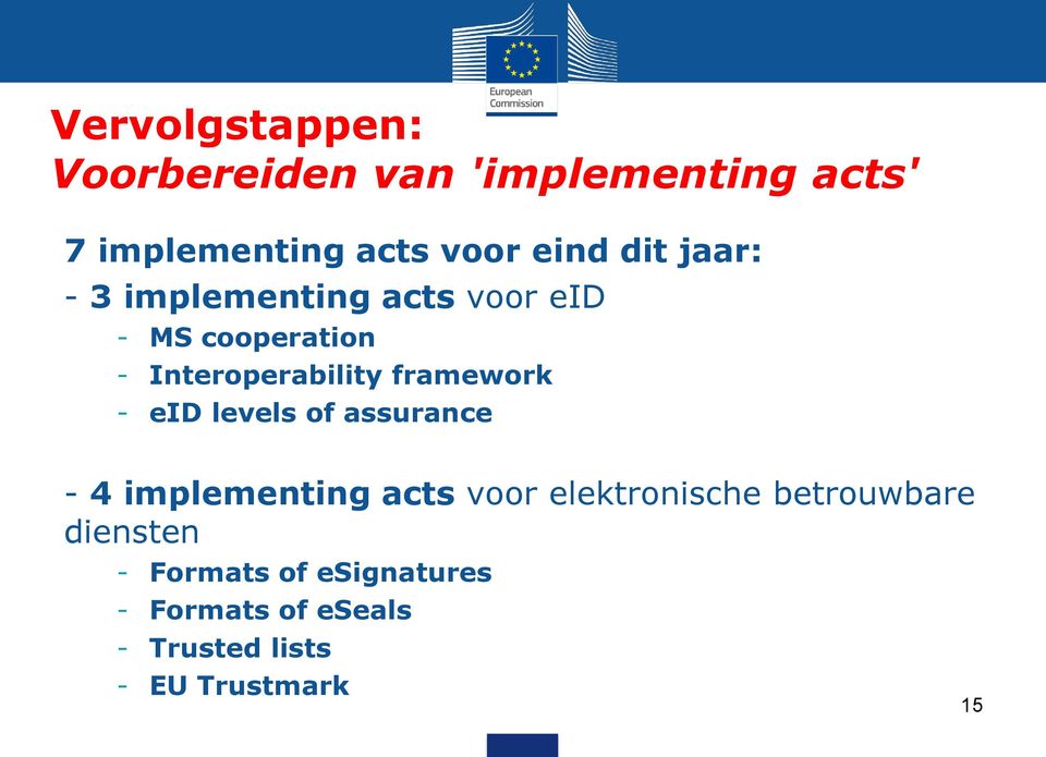 framework - eid levels of assurance - 4 implementing acts voor elektronische
