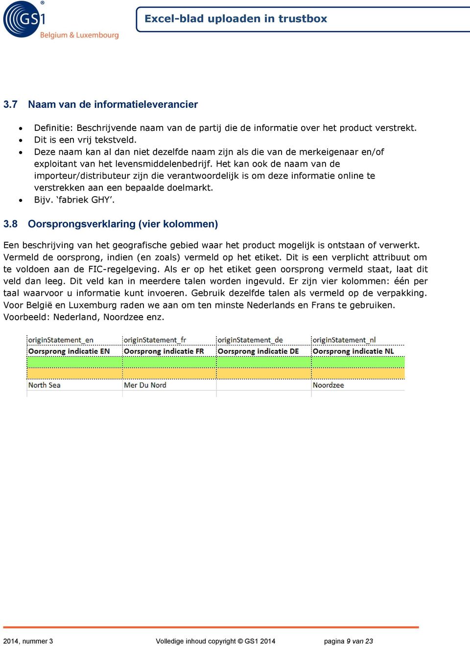 Het kan ook de naam van de importeur/distributeur zijn die verantwoordelijk is om deze informatie online te verstrekken aan een bepaalde doelmarkt. Bijv. fabriek GHY. 3.