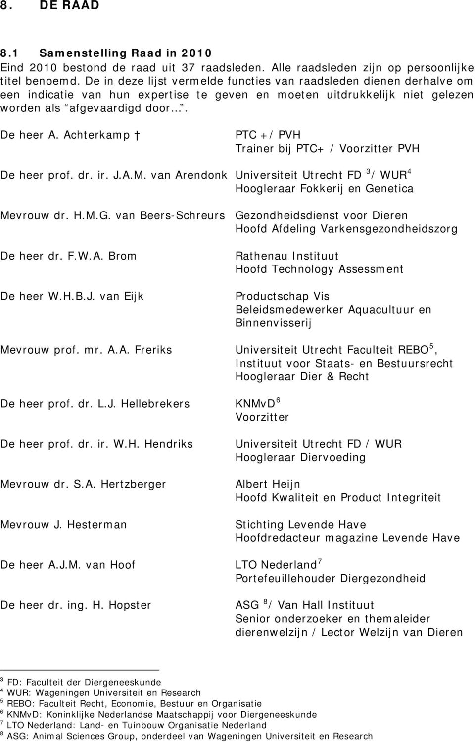 Achterkamp PTC +/ PVH Trainer bij PTC+ / Voorzitter PVH De heer prof. dr. ir. J.A.M. van Arendonk Universiteit Utrecht FD 3 / WUR 4 Hoogleraar Fokkerij en Ge