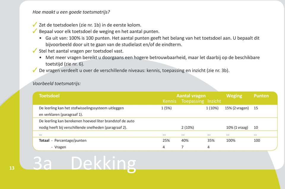 Met meer vragen bereikt u doorgaans een hogere betrouwbaarheid, maar let daarbij op de beschikbare toetstijd (zie nr. 6).