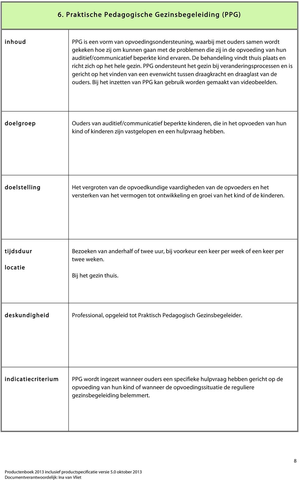 PPG ondersteunt het gezin bij veranderingsprocessen en is gericht op het vinden van een evenwicht tussen draagkracht en draaglast van de ouders.