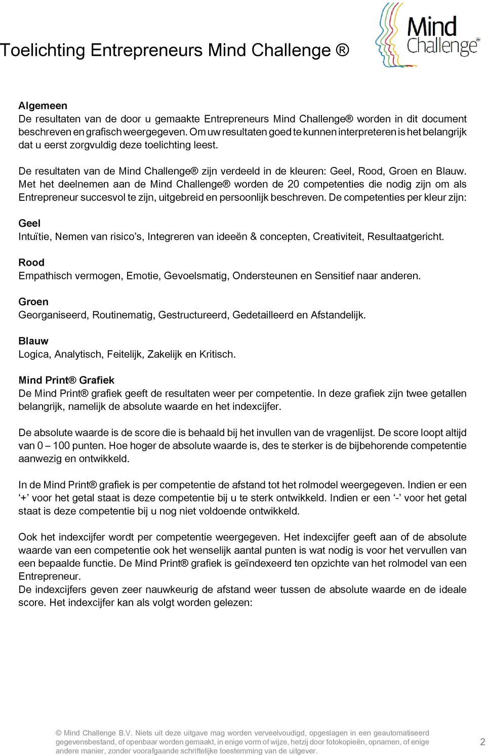 Met het deelnemen aan de worden de 20 competenties die nodig zijn om als Entrepreneur succesvol te zijn, uitgebreid en persoonlijk beschreven.