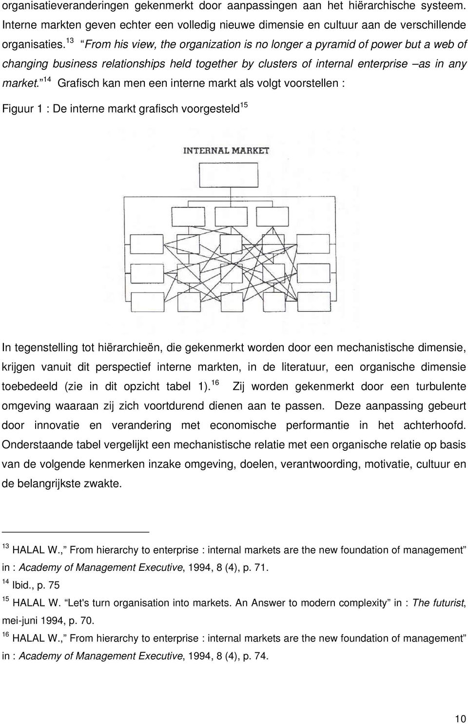 14 Grafisch kan men een interne markt als volgt voorstellen : Figuur 1 : De interne markt grafisch voorgesteld 15 In tegenstelling tot hiërarchieën, die gekenmerkt worden door een mechanistische