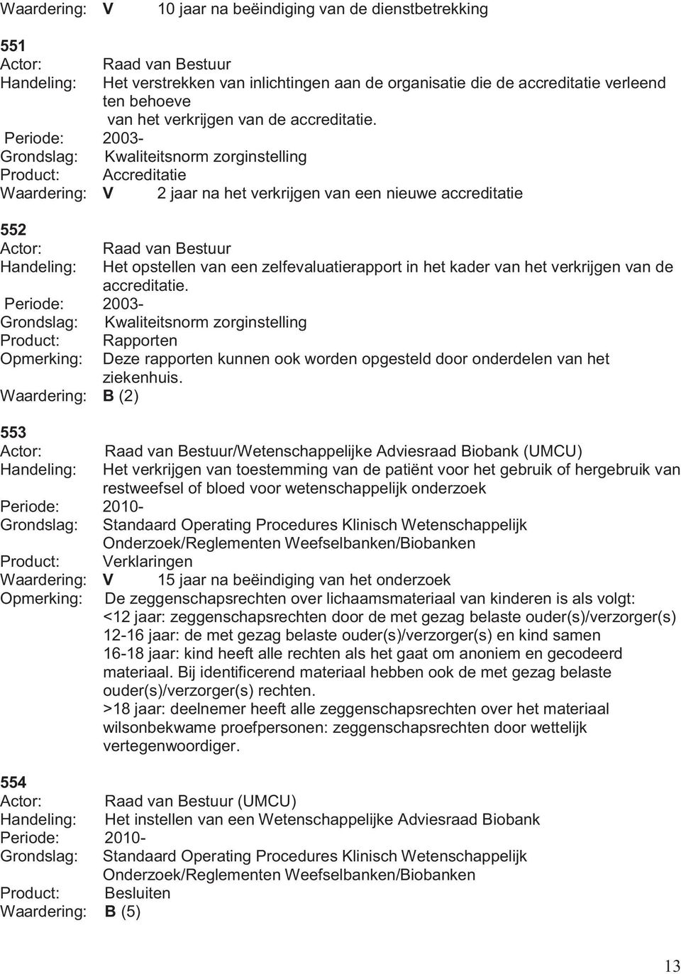 het verkrijgen van de accreditatie. Periode: 2003- Kwaliteitsnorm zorginstelling Product: Rapporten Deze rapporten kunnen ook worden opgesteld door onderdelen van het ziekenhuis.