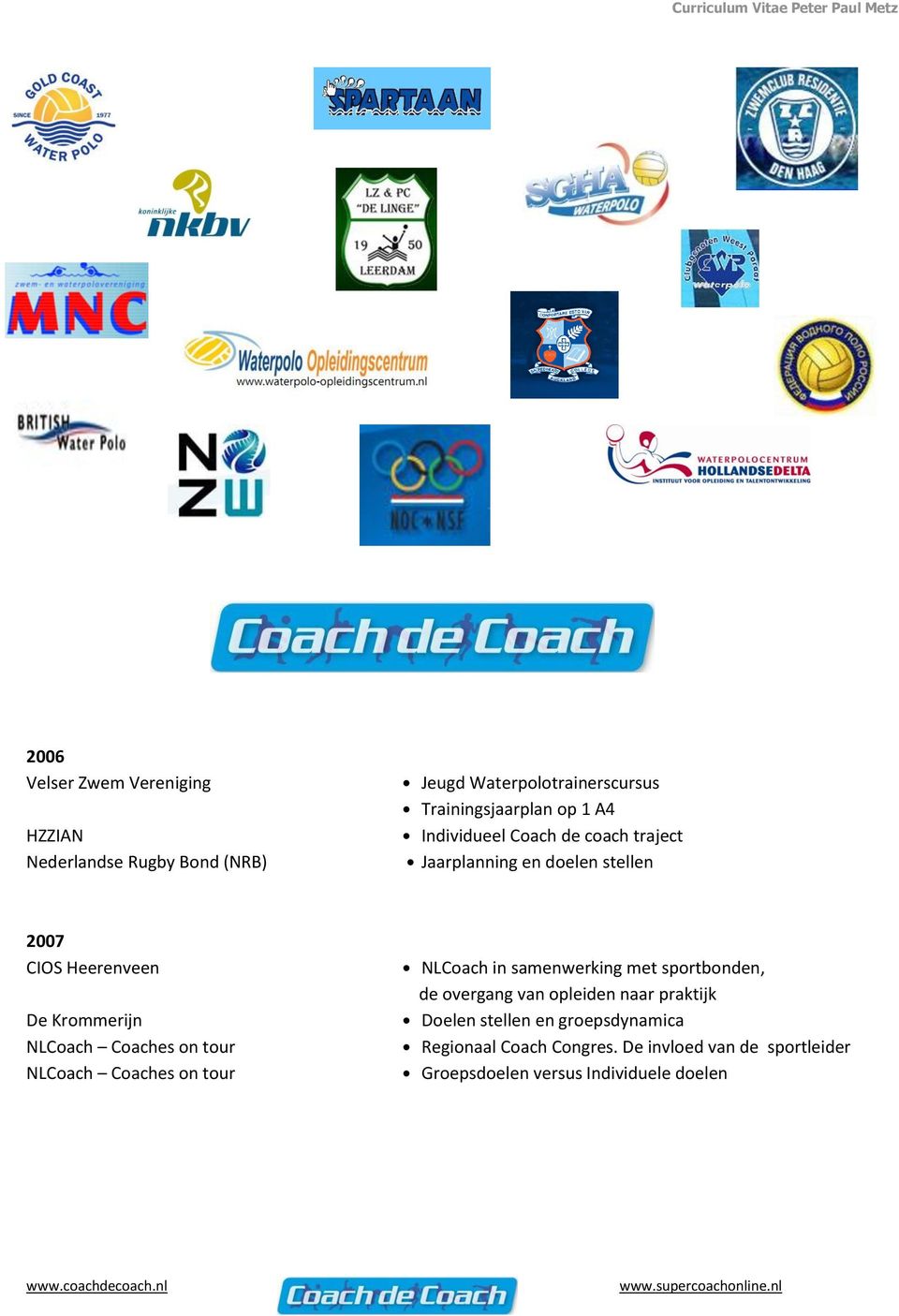 Coaches on tour NLCoach Coaches on tour NLCoach in samenwerking met sportbonden, de overgang van opleiden naar