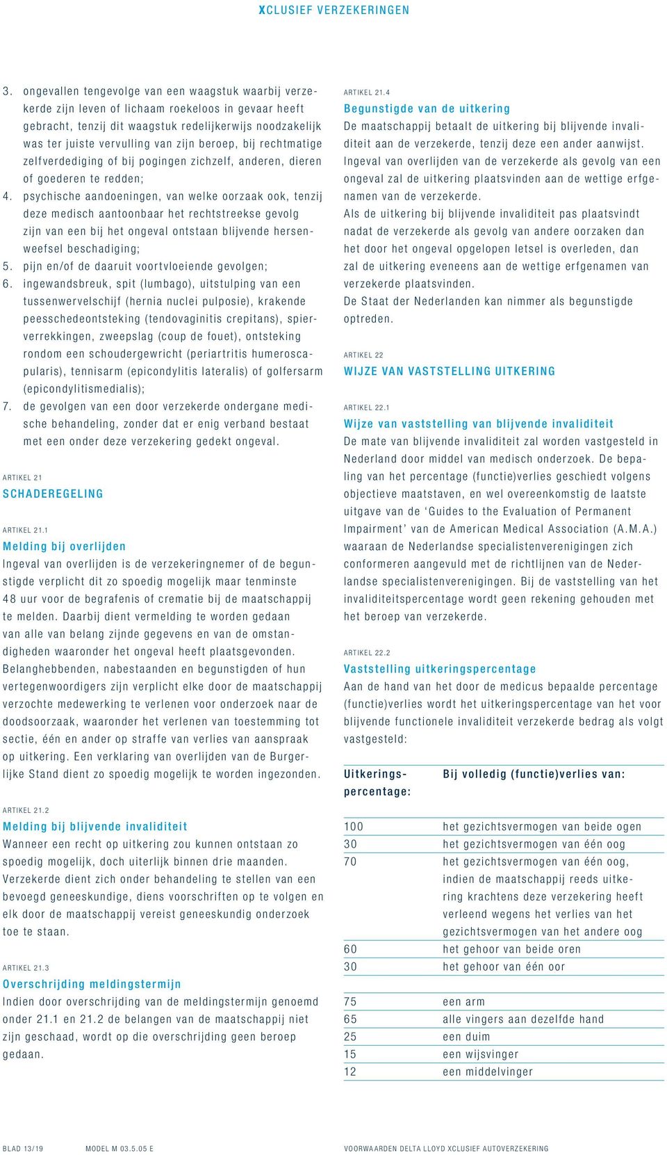 psychische aandoeningen, van welke oorzaak ook, tenzij deze medisch aantoonbaar het rechtstreekse gevolg zijn van een bij het ongeval ontstaan blijvende hersenweefsel beschadiging; 5.