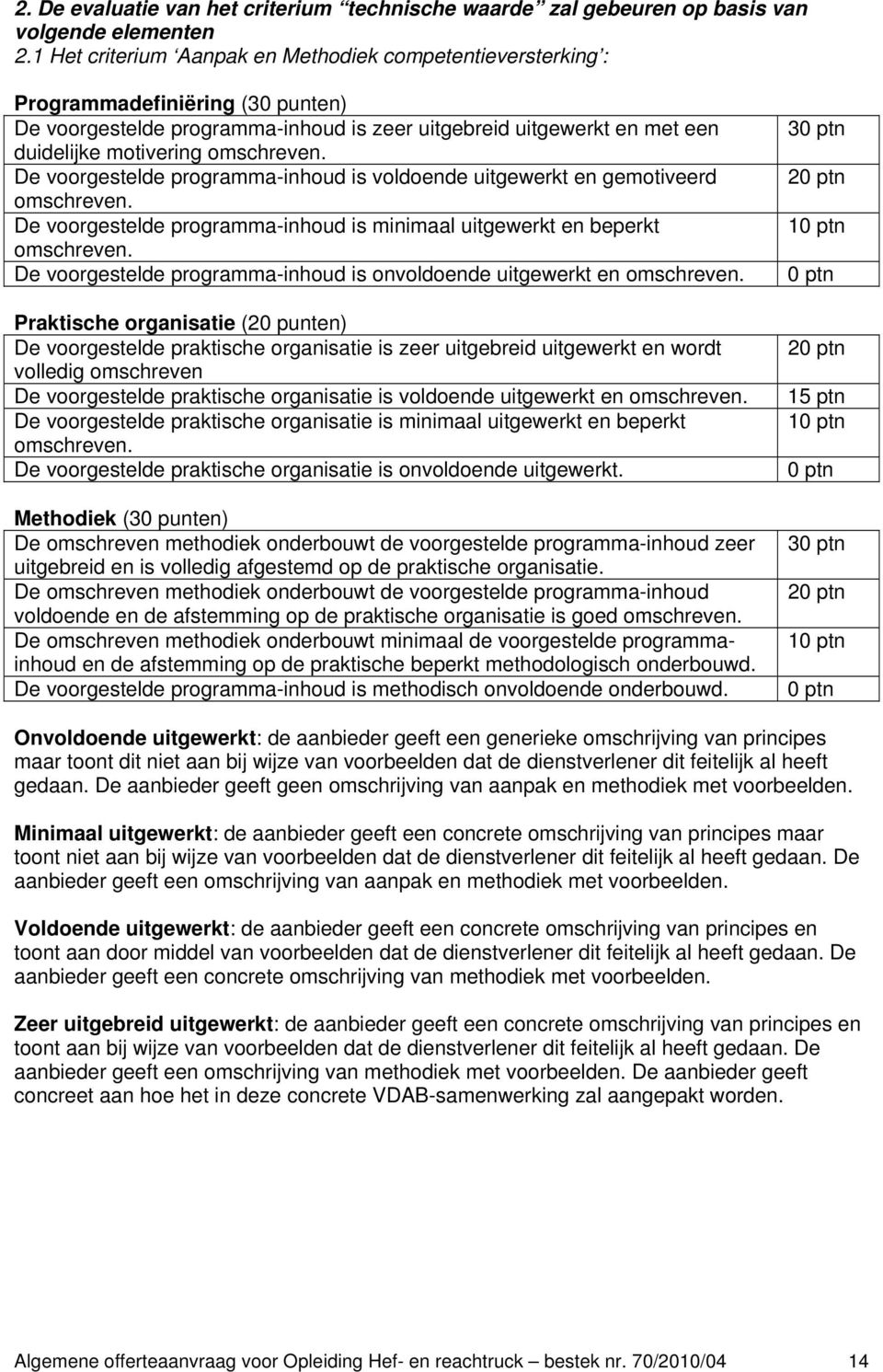 omschreven. De voorgestelde programma-inhoud is voldoende uitgewerkt en gemotiveerd omschreven. De voorgestelde programma-inhoud is minimaal uitgewerkt en beperkt omschreven.