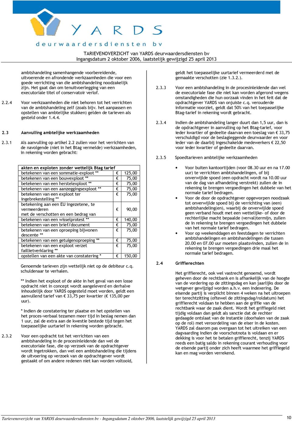 het aanpassen en opstellen van ambtelijke stukken) gelden de tarieven als gesteld onder 1.4.4. 2.3 Aanvulling ambtelijke werkzaamheden 2.3.1 Als aanvulling op artikel 2.