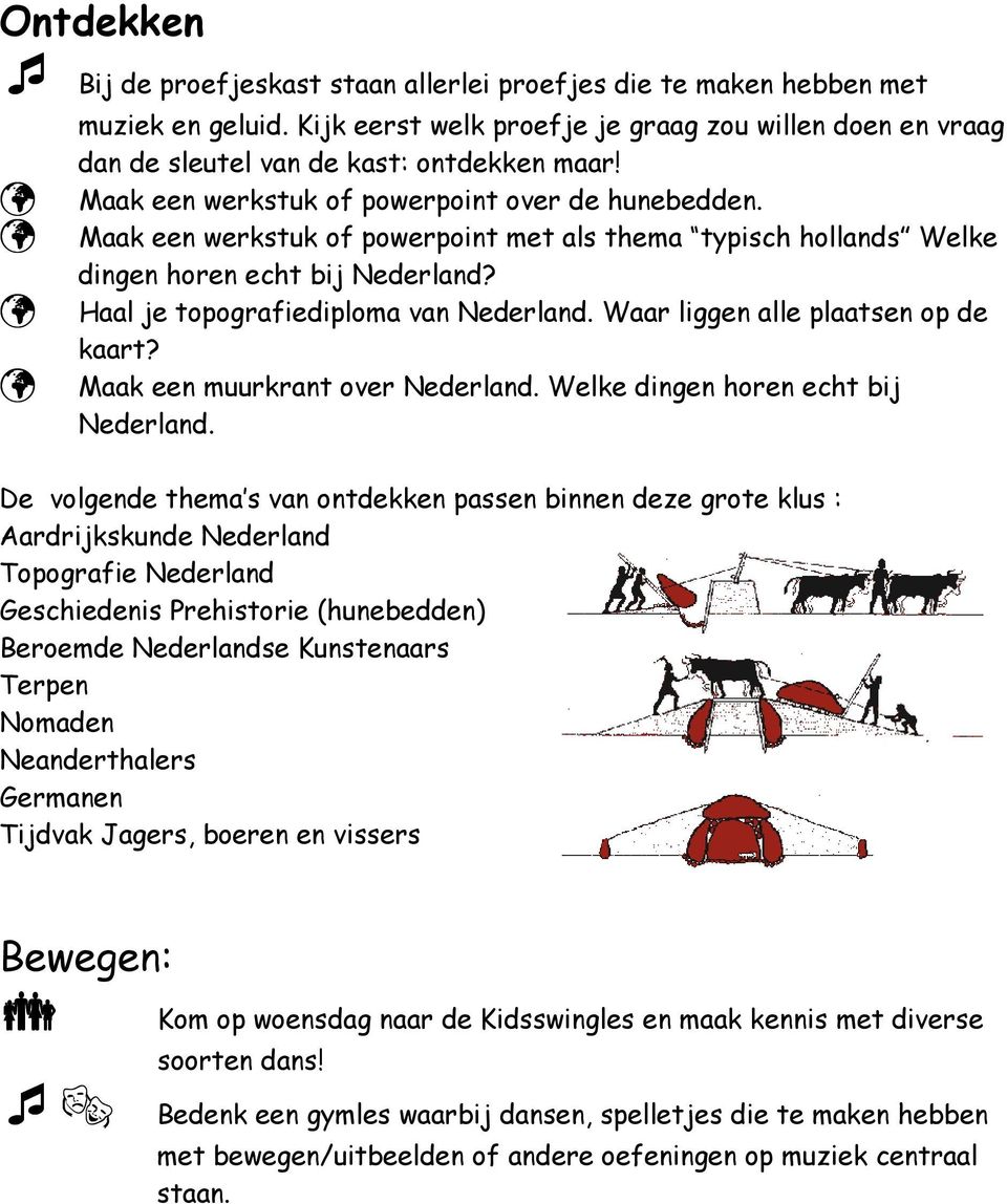 Waar liggen alle plaatsen op de kaart? Maak een muurkrant over Nederland. Welke dingen horen echt bij Nederland.