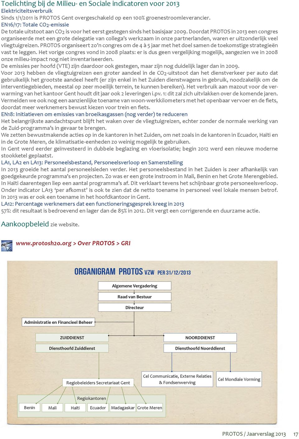 Doordat PROTOS in 2013 een congres organiseerde met een grote delegatie van collega s werkzaam in onze partnerlanden, waren er uitzonderlijk veel vliegtuigreizen.