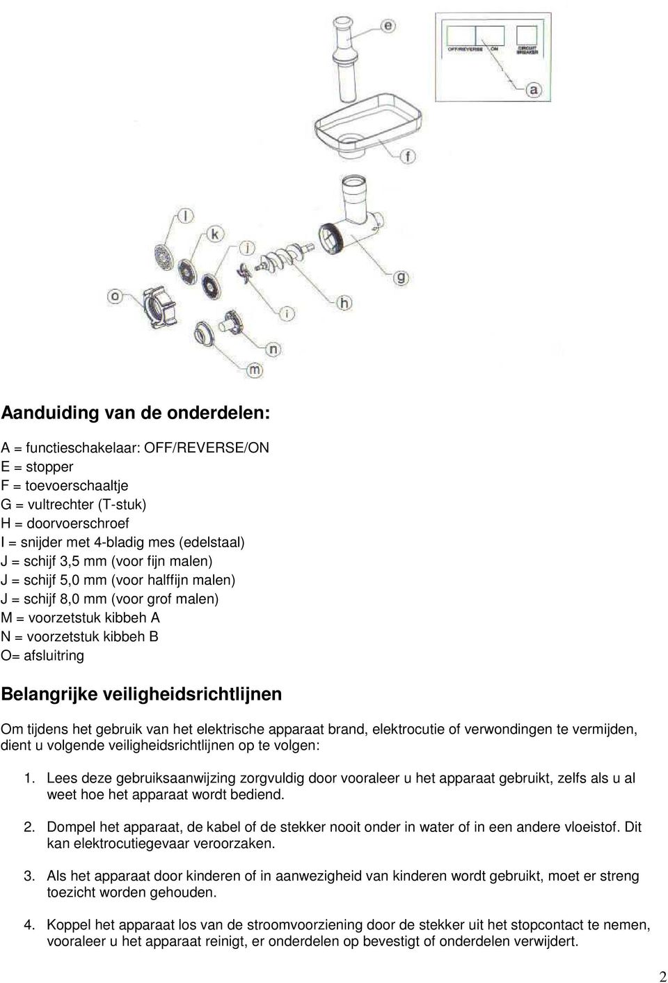 veiligheidsrichtlijnen Om tijdens het gebruik van het elektrische apparaat brand, elektrocutie of verwondingen te vermijden, dient u volgende veiligheidsrichtlijnen op te volgen: 1.