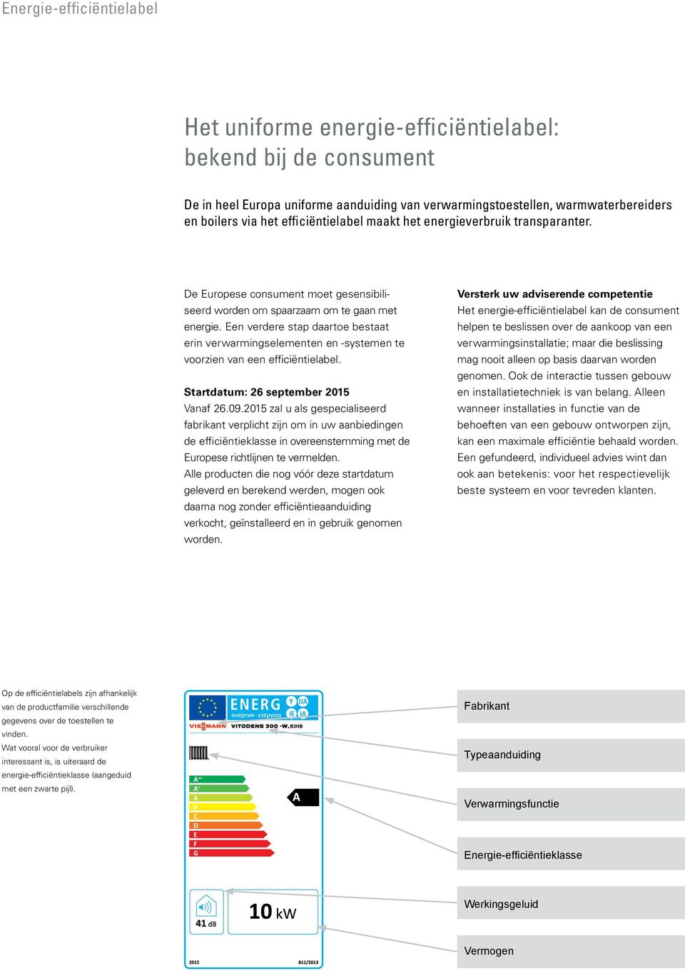 Een verdere stap daartoe bestaat erin verwarmingselementen en -systemen te voorzien van een efficiëntielabel. Startdatum: 26 september 2015 Vanaf 26.09.