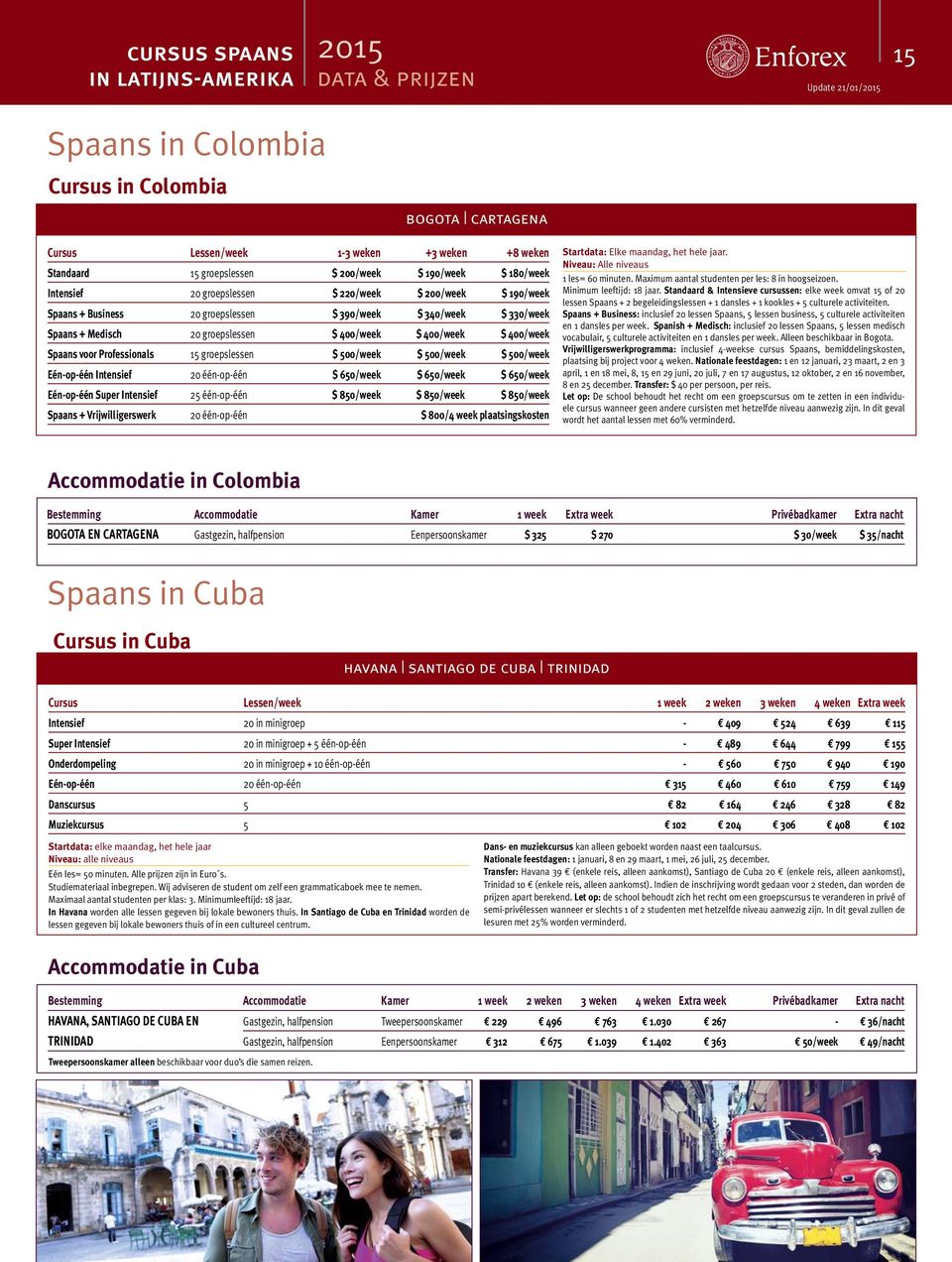 400/week Spaans voor Professionals 15 groepslessen $ 500/week $ 500/week $ 500/week Eén-op-één Intensief 20 één-op-één $ 650/week $ 650/week $ 650/week Eén-op-één Super Intensief 25 één-op-één $